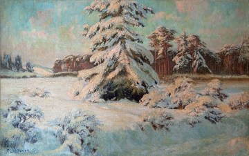 Paul Weimann (1867–1945): Zimowy krajobraz w Karkonoszach, olej na płótnie, lata 30. XX wieku (?). Fot.: F. Tesch