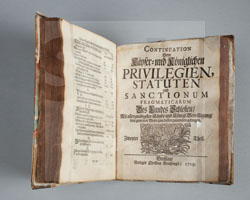 Christian Brachvogel: Käyser- und Königl. Das Erb-Hertzogthum Schlesien concernirende Privilegia, Statuta und Sanctiones Pracmaticae. Breßlau 1713. Zweiter Teil Breßlau 1715.